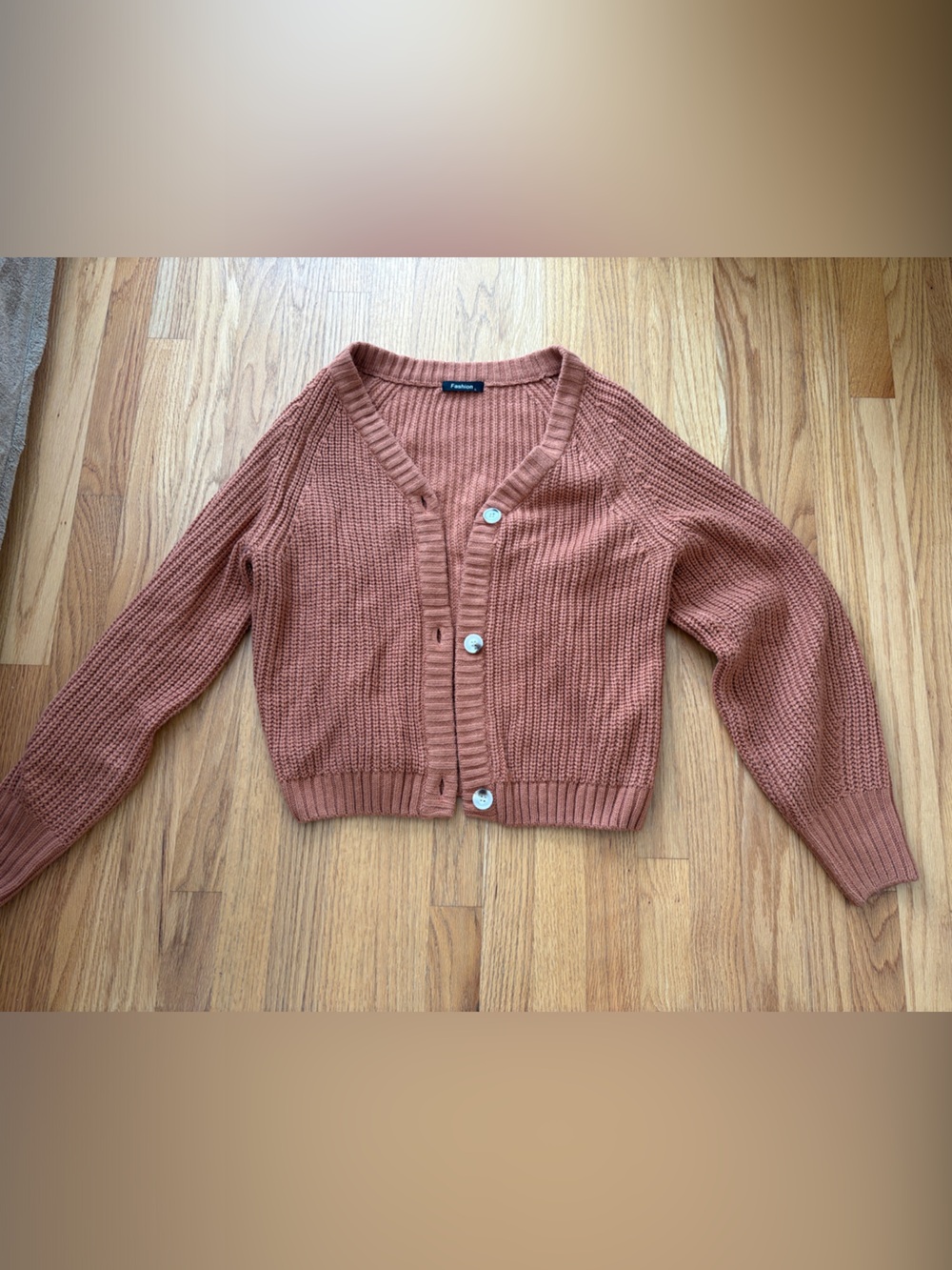 Women's Chunky Knit Button-Front Cardigan - Rust
